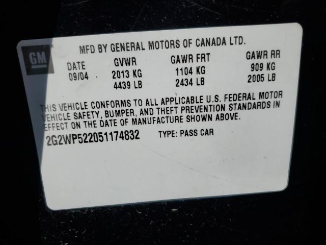 2G2WP522051174832 - 2005 PONTIAC GRAND PRIX 黑色 照片 12