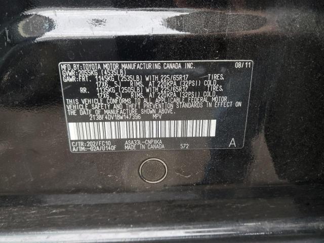 2T3BF4DV1BW147396 - 2011 TOYOTA RAV4 BLACK photo 12