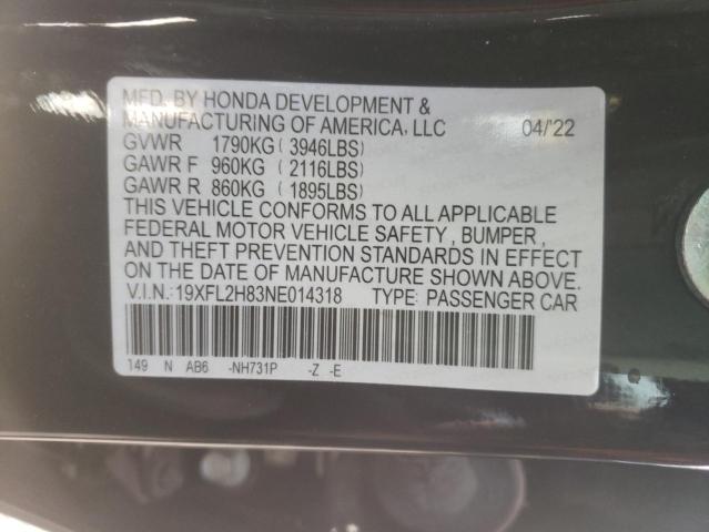 19XFL2H83NE014318 - 2022 HONDA CIVIC SPORT 黑色 照片 13