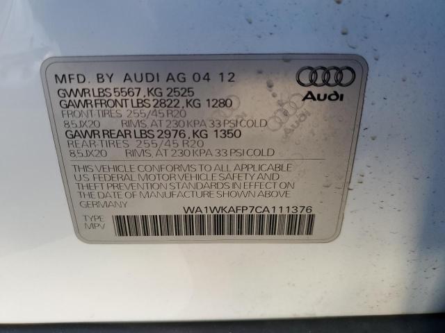 WA1WKAFP7CA111376 - 2012 AUDI Q5 PRESTIGE WHITE photo 12