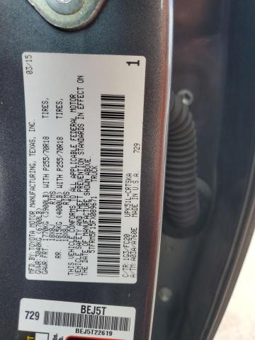 5TFRM5F15FX089671 - 2015 TOYOTA TUNDRA DOUBLE CAB SR GRAY photo 12