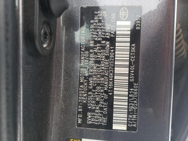 4T1BK46K37U529041 - 2007 TOYOTA CAMRY LE GRAY photo 13