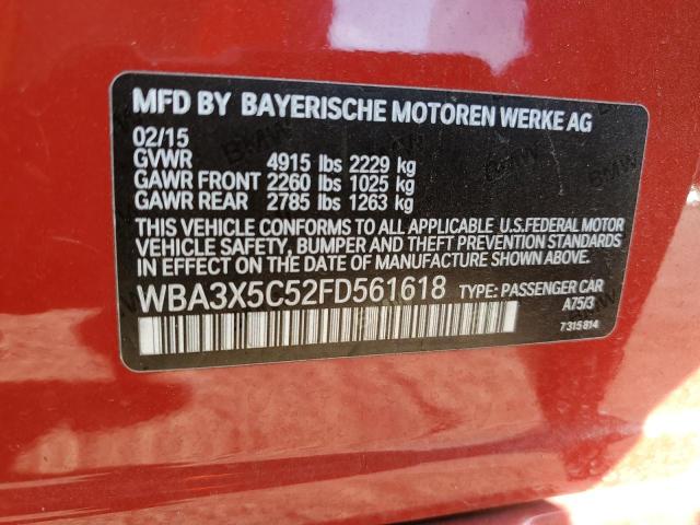 WBA3X5C52FD561618 - 2015 BMW 328 XIGT RED photo 12