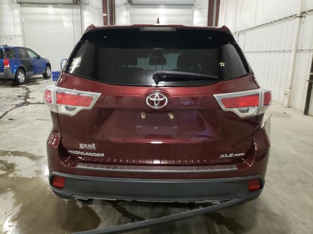 5TDJKRFH7GS331598 - 2016 TOYOTA HIGHLANDER XLE Марун фото 6