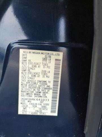 5N1AR18U46C641033 - 2006 NISSAN PATHFINDER LE BLUE photo 12