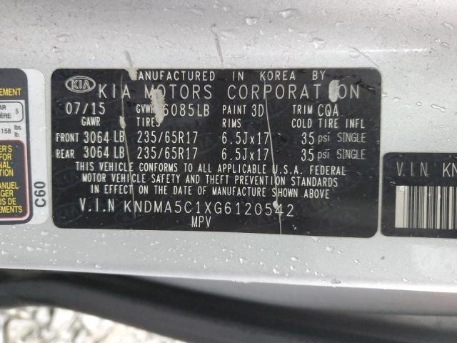 KNDMA5C1XG6120542 - 2016 KIA SEDONA L SILVER photo 13