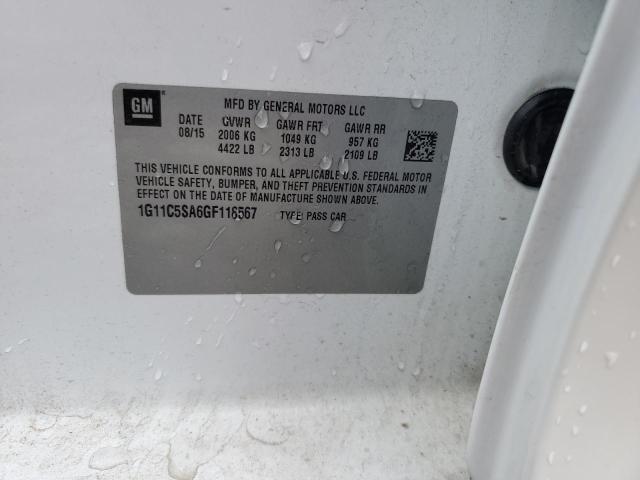 1G11C5SA6GF118567 - 2016 CHEVROLET MALIBU LIM LT Ақ фото 13