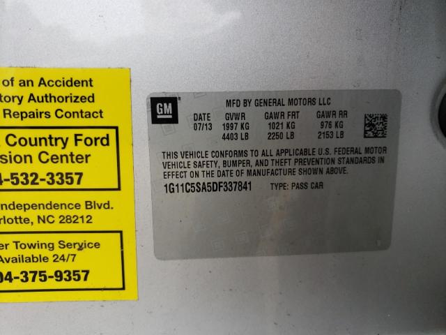 1G11C5SA5DF337841 - 2013 CHEVROLET MALIBU 1LT ვერცხლისფერი ფოტო 12