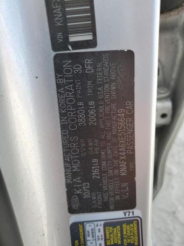 KNAFX4A6XE5156649 - 2014 KIA FORTE LX SILVER photo 12