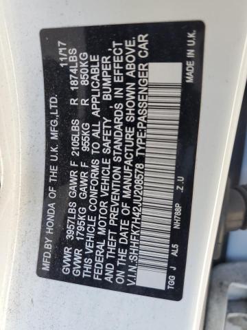 SHHFK7H42JU208578 - 2018 HONDA CIVIC SPORT 白色 照片 12