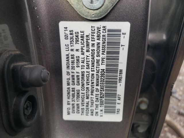 19XFB2F5XEE023934 - 2014 HONDA CIVIC LX GRAY photo 12