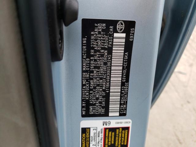 4T1BK46K99U596245 - 2009 TOYOTA CAMRY SE BLUE photo 13