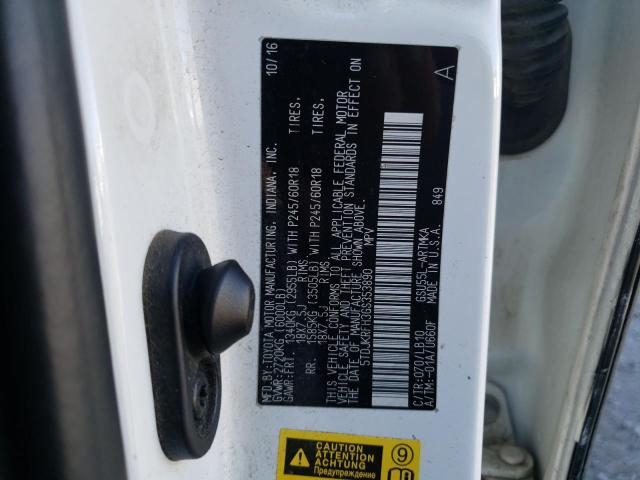 5TDJKRFH3GS353890 - 2016 TOYOTA HIGHLANDER XLE WHITE photo 13