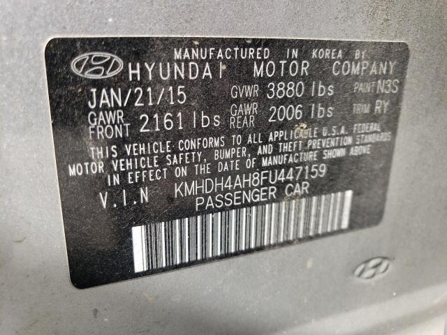 KMHDH4AH8FU447159 - 2015 HYUNDAI ELANTRA SE SILVER photo 12