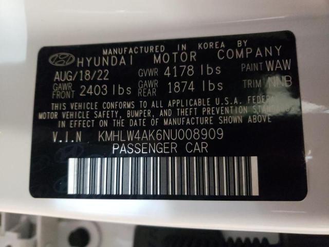 KMHLW4AK6NU008909 - 2022 HYUNDAI ELANTRA N WHITE photo 13