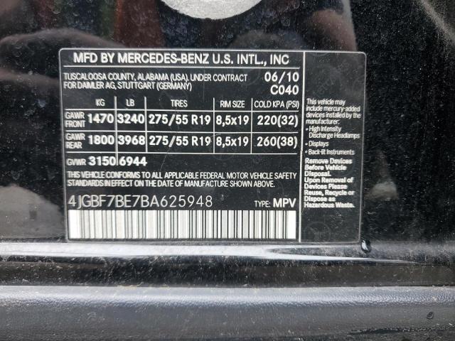 4JGBF7BE7BA625948 - 2011 MERCEDES-BENZ GL 450 4MATIC BLACK photo 14