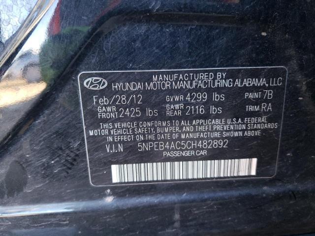 5NPEB4AC5CH482892 - 2012 HYUNDAI SONATA GLS BLACK photo 13