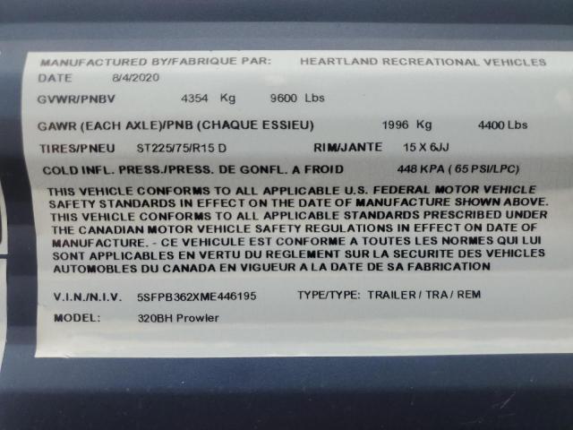 5SFPB362XME446195 - 2021 HEART LAND PROWLER 双色 照片 10