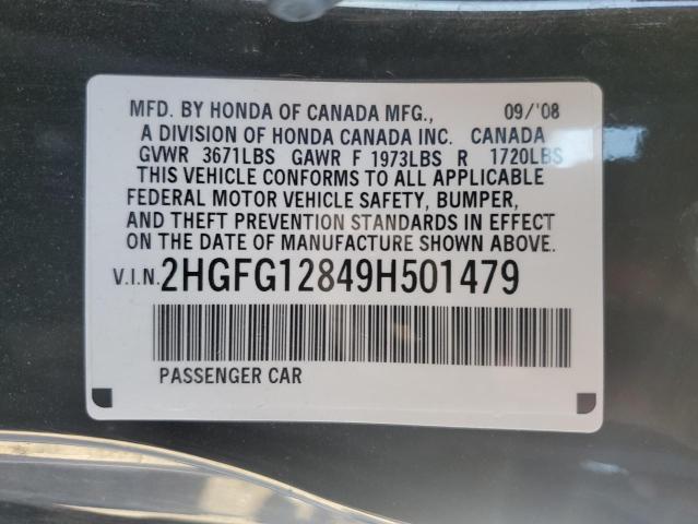 2HGFG12849H501479 - 2009 HONDA CIVIC EX BLACK photo 13