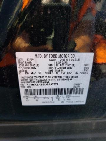 1FM5K8AB5LGA97377 - 2020 FORD EXPLORER POLICE INTERCEPTOR შავი ფოტო 13
