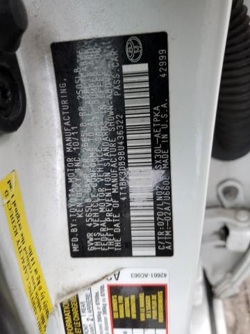 4T1BK3DB9BU436322 - 2011 TOYOTA AVALON BASE 白色 照片 12
