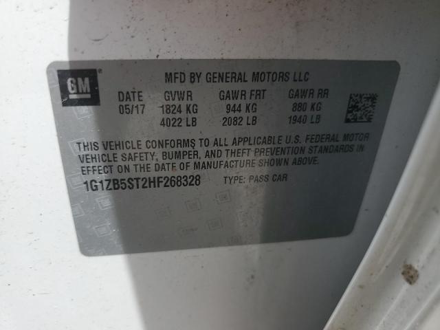 1G1ZB5ST2HF268328 - 2017 CHEVROLET MALIBU LS თეთრი ფოტო 12