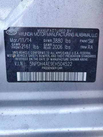 5NPDH4AE9EH504522 - 2014 HYUNDAI ELANTRA SE SILVER photo 12