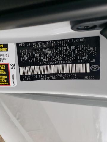 4T1G11AKXPU114989 - 2023 TOYOTA CAMRY SE NIGHT SHADE WHITE photo 13