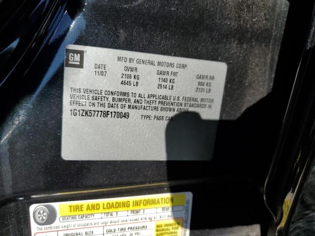 1G1ZK57778F170049 - 2008 CHEVROLET MALIBU LTZ შავი ფოტო 13