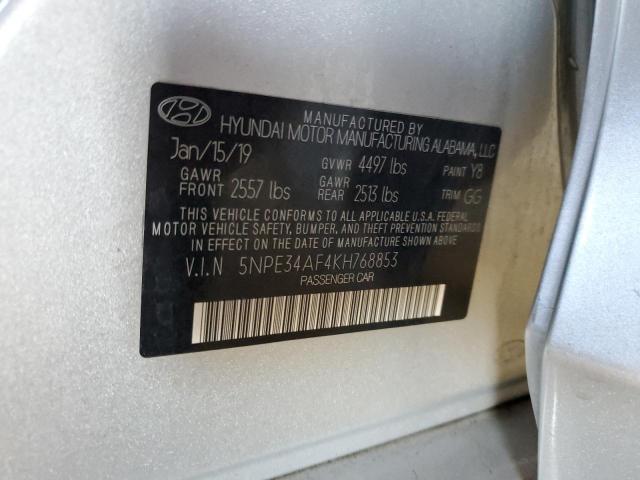 5NPE34AF4KH768853 - 2019 HYUNDAI SONATA LIMITED SILVER photo 12