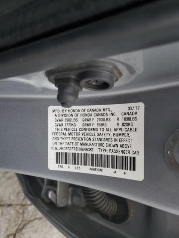 2HGFC1F75HH648082 - 2017 HONDA CIVIC EXL ვერცხლისფერი ფოტო 12