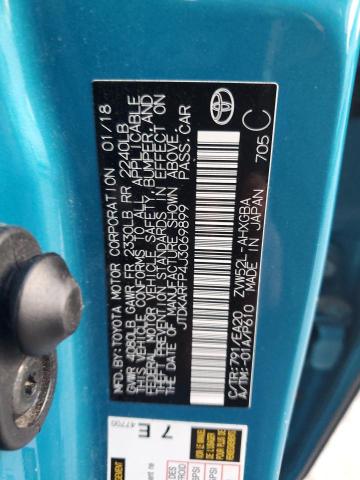 JTDKARFP4J3069899 - 2018 TOYOTA PRIUS PRIM BLUE photo 12