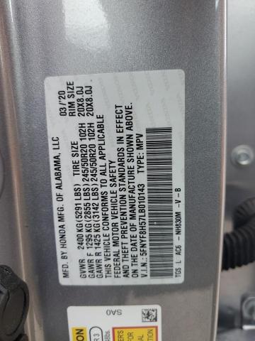 5FNYF8H57LB010143 - 2020 HONDA PASSPORT EXL SILVER photo 13