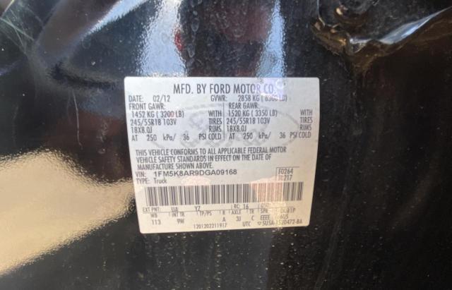 1FM5K8AR9DGA09168 - 2013 FORD EXPLORER POLICE INTERCEPTOR 黑色 照片 10