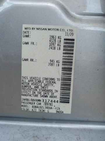 1N4BL4BVXMN317444 - 2021 NISSAN ALTIMA S SILVER photo 12