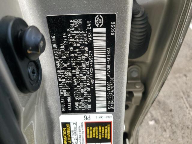 4T4BF1FKXFR465572 - 2015 TOYOTA CAMRY LE SILVER photo 12