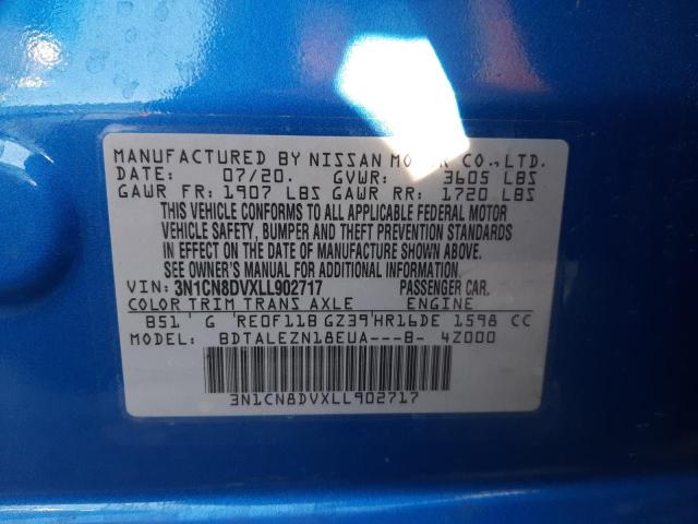 3N1CN8DVXLL902717 - 2020 NISSAN VERSA S BLUE photo 13