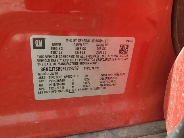 3GNCJTSB9FL228737 - 2015 CHEVROLET TRAX LTZ RED photo 12