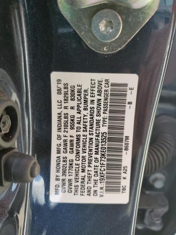 19XFC1F73KE013525 - 2019 HONDA CIVIC EXL 黑色 照片 13