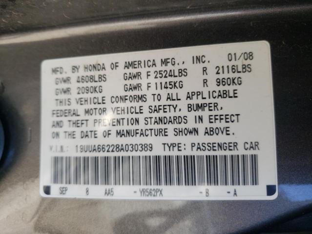 19UUA66228A030389 - 2008 ACURA TL GRAY photo 12