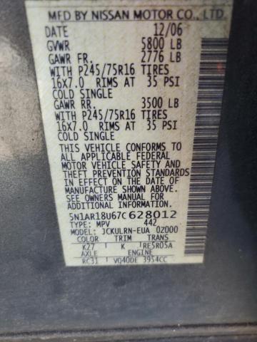 5N1AR18U67C628012 - 2007 NISSAN PATHFINDER LE 灰色 照片 13