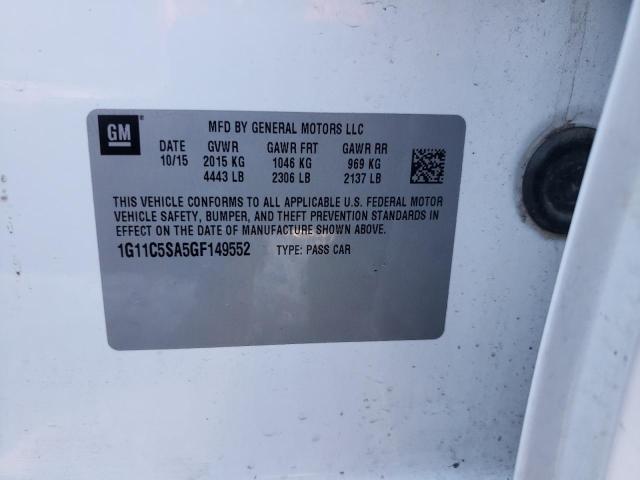1G11C5SA5GF149552 - 2016 CHEVROLET MALIBU LIM LT 白色 照片 12