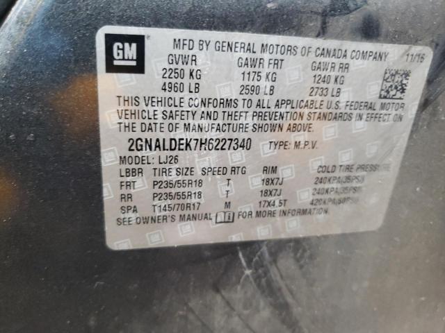 2GNALDEK7H6227340 - 2017 CHEVROLET EQUINOX PREMIER CHARCOAL photo 13