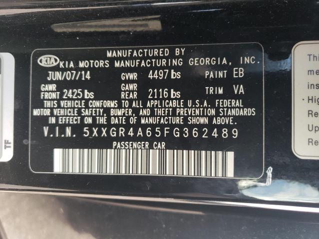 5XXGR4A65FG362489 - 2015 KIA OPTIMA SX BLACK photo 12