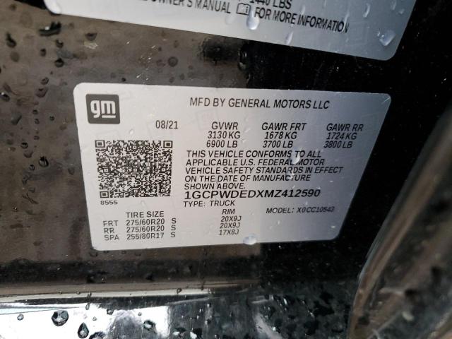 1GCPWDEDXMZ412590 - 2021 CHEVROLET silverado C1500 RST BLACK photo 12