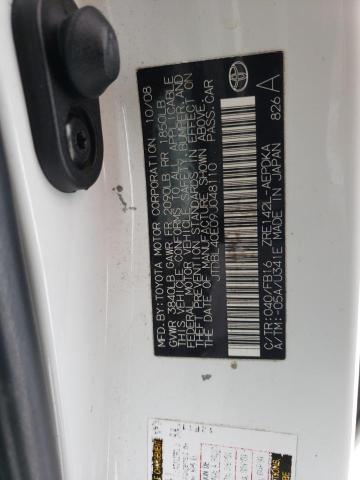 JTDBL40E09J048110 - 2009 TOYOTA COROLLA BASE WHITE photo 12