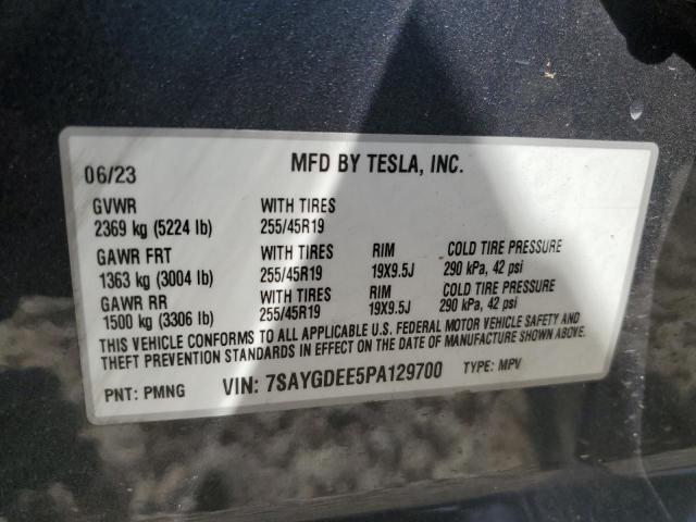 7SAYGDEE5PA129700 - 2023 TESLA MODEL Y GRAY photo 12