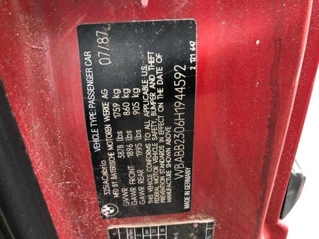 WBABB2306H1944592 - 1987 BMW 325 I AUTOMATIC RED photo 8