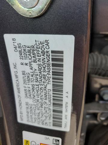 1HGCV3F1XJA003713 - 2018 HONDA ACCORD HYBRID GRAY photo 13