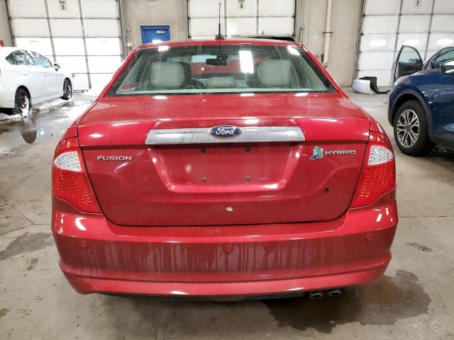 3FADP0L37CR186830 - 2012 FORD FUSION HYBRID RED photo 6